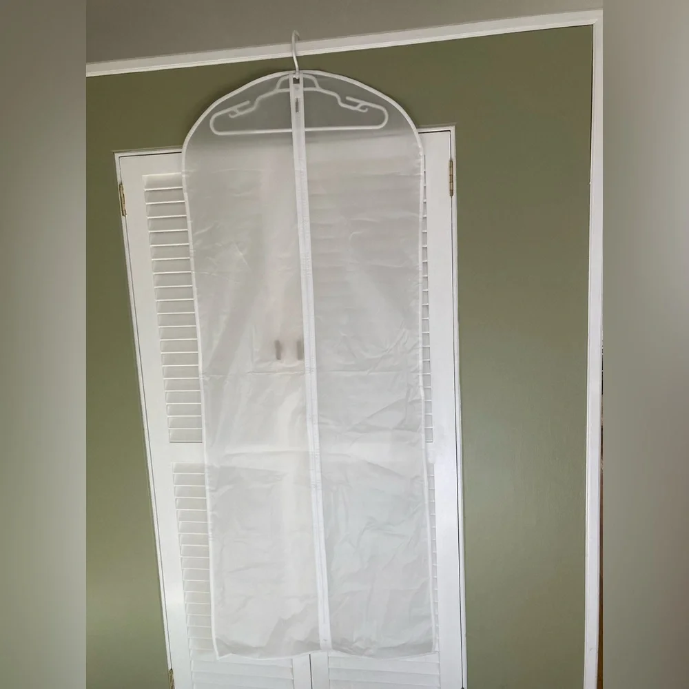 Set of 12 Long White Garment Bags for Home Storage